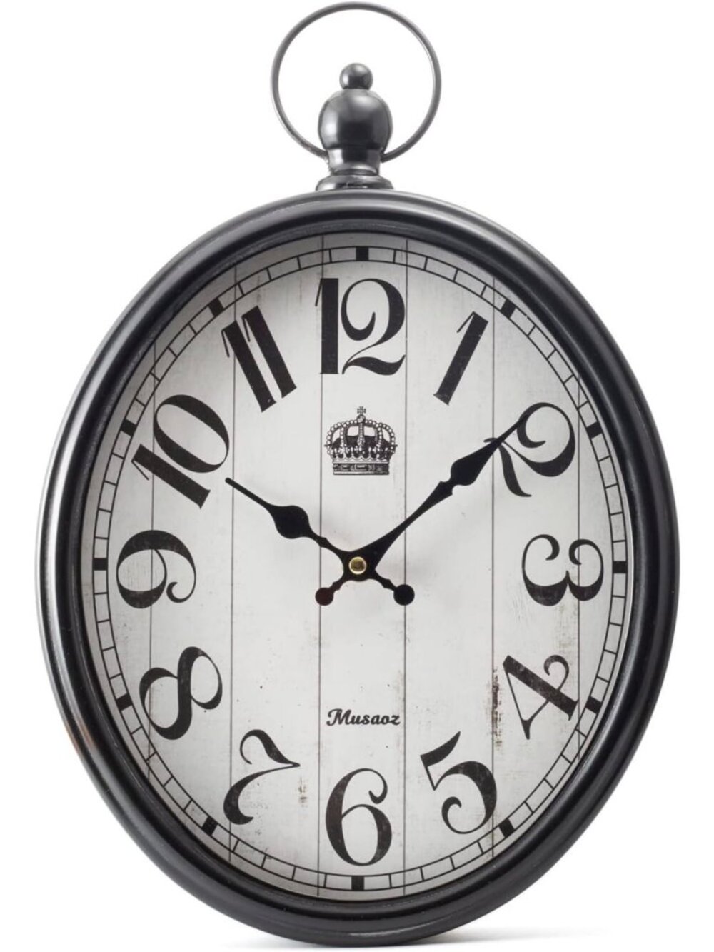 Large 16" Silent Non-Ticking Metal Wall Clock - Retro Vintage Decor for Home